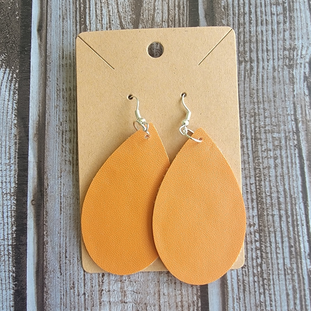 Tan Faux Leather Earrings